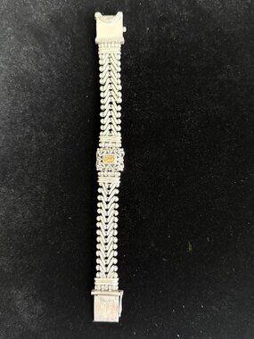 BALINESE STERLING SILVER WOVEN CHAIN LINK WITH CITRINE BRACELET